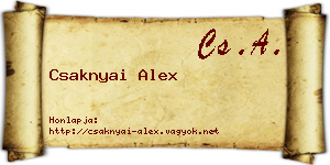 Csaknyai Alex névjegykártya